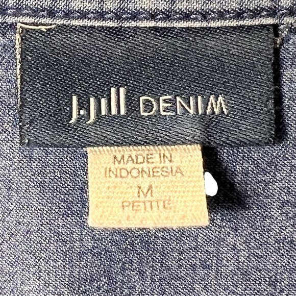 J Jill Womens Denim Tunic Top PM Chambray Long Sleeve Casual Shirt Pockets - Picture 6 of 15